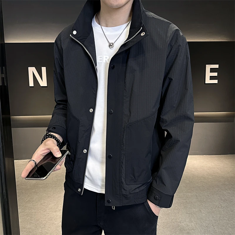 CATIA SELI立领时尚帅气韩版夹克男士2025秋季新款百搭潮流上衣男