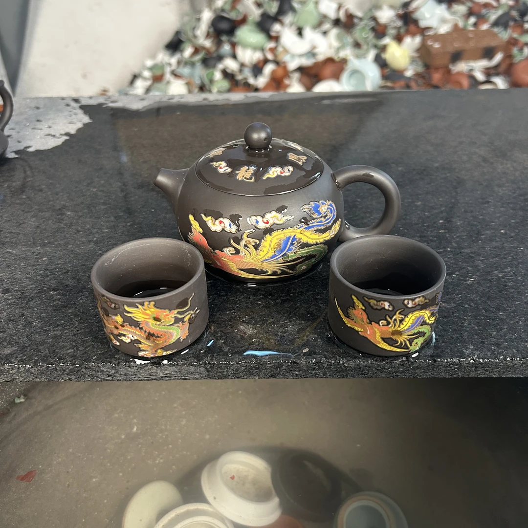 遇热变色龙凤壶250毫升2-5人家用泡茶壶一壶两杯