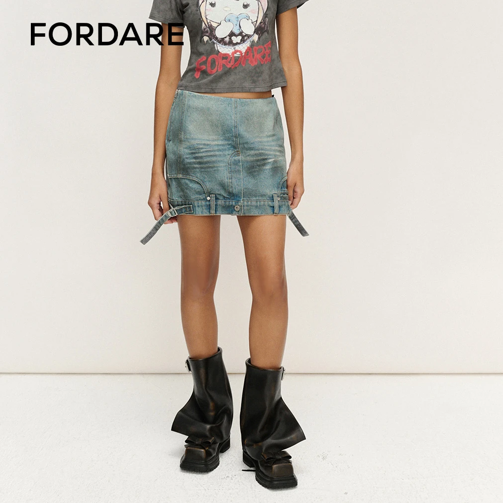 FORDARE福蝶 25夏季新品 喷脏倒置半裙时尚短裙设计感半身裙3310