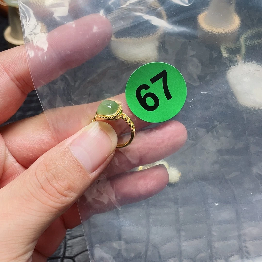 银S925镶嵌和田玉发饰林***?戒指