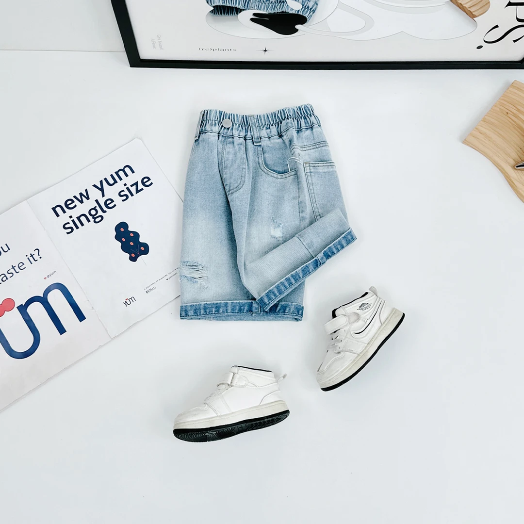 儿童薄款牛仔五分裤夏季2025新款男童夏装 CXF3616 悠悠童话童装