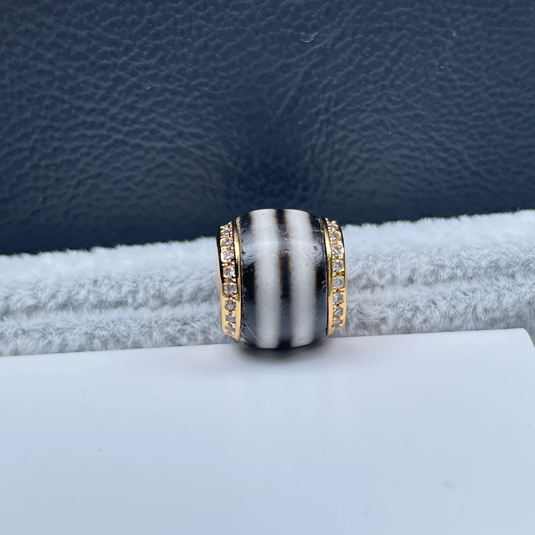 老珠改黑白双一线珠尺寸11mm左右腰珠配珠文玩配饰多样性发其一