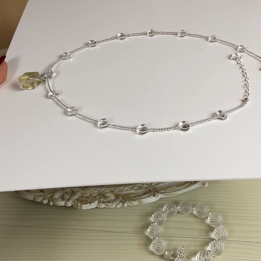 水晶珠宝半成品未镶嵌项链黄水套装