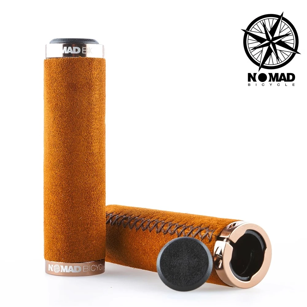 NOMAD真皮缝制复翻毛皮单车手工把套古自行车通用耐磨防滑可锁