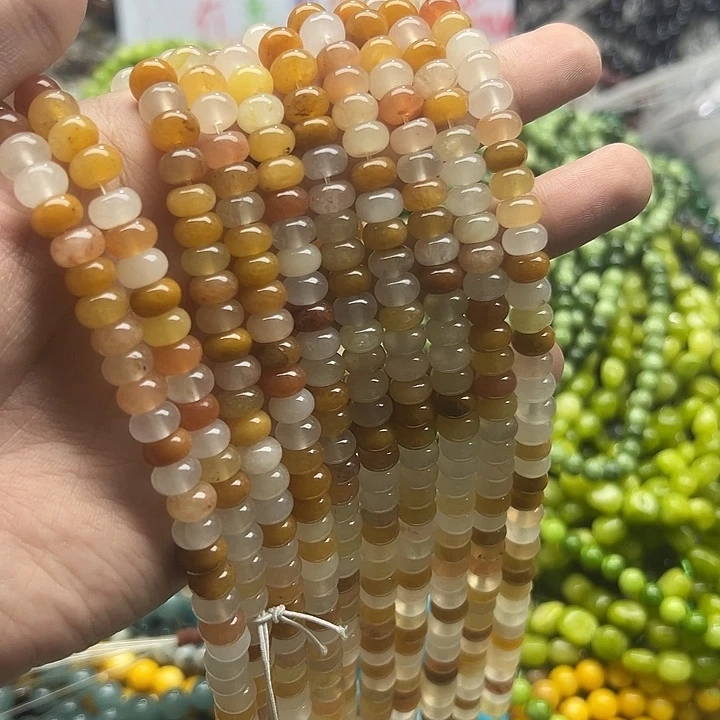 玛瑙/玉髓未镶嵌珠宝半成品一条天然5X8mm金丝玉隔片