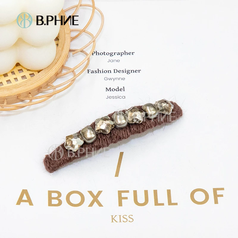 B.【贝菲新品】韩版时尚棕紫星星钻掰掰夹手工BB夹