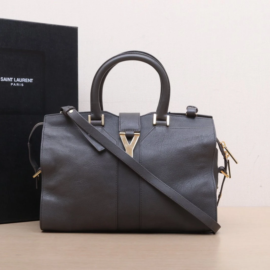 95新 YSL/圣罗兰 【黑黑】Y扣 小号 30 深灰色