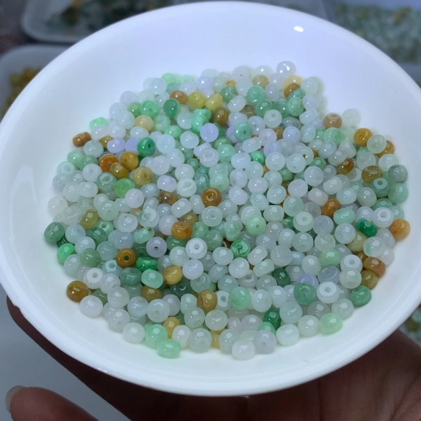 【闪购商品】翡翠手链未镶嵌卡3乘4.5冰三彩算盘100颗