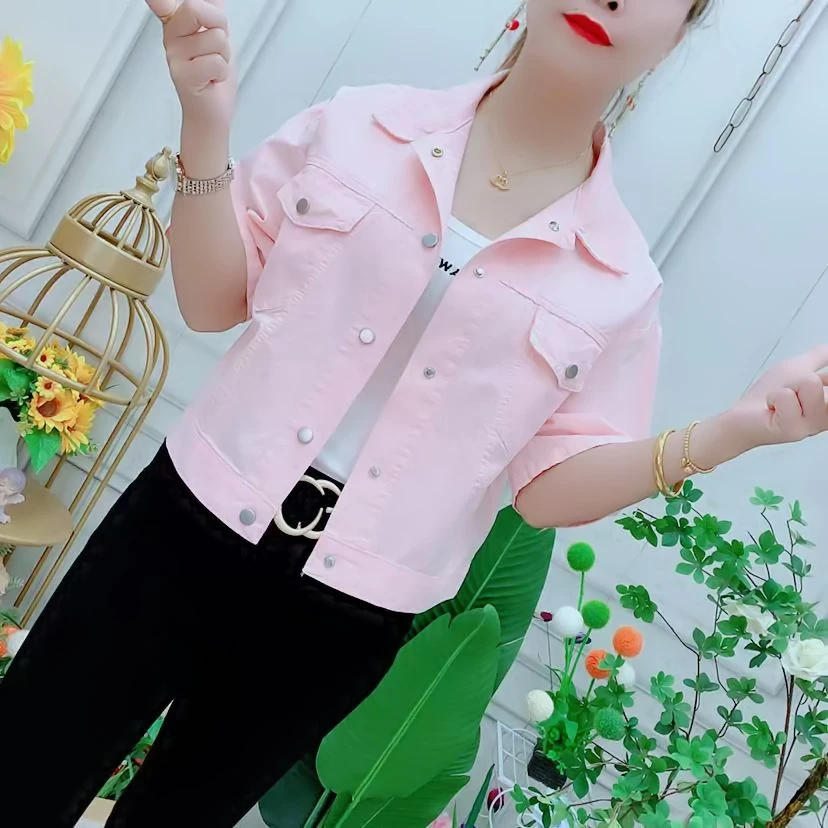 短款纯色外套女设计感小众夏季新款韩版显瘦短袖衬衫时尚减龄上衣