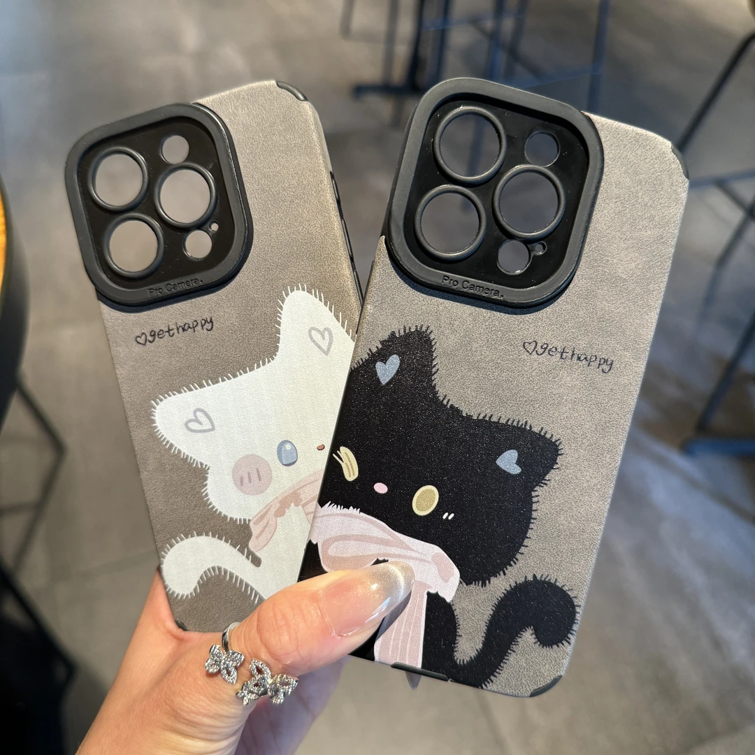 渐变小猫适用苹果16promax手机壳iPhone15/14/13全包小众16情侣