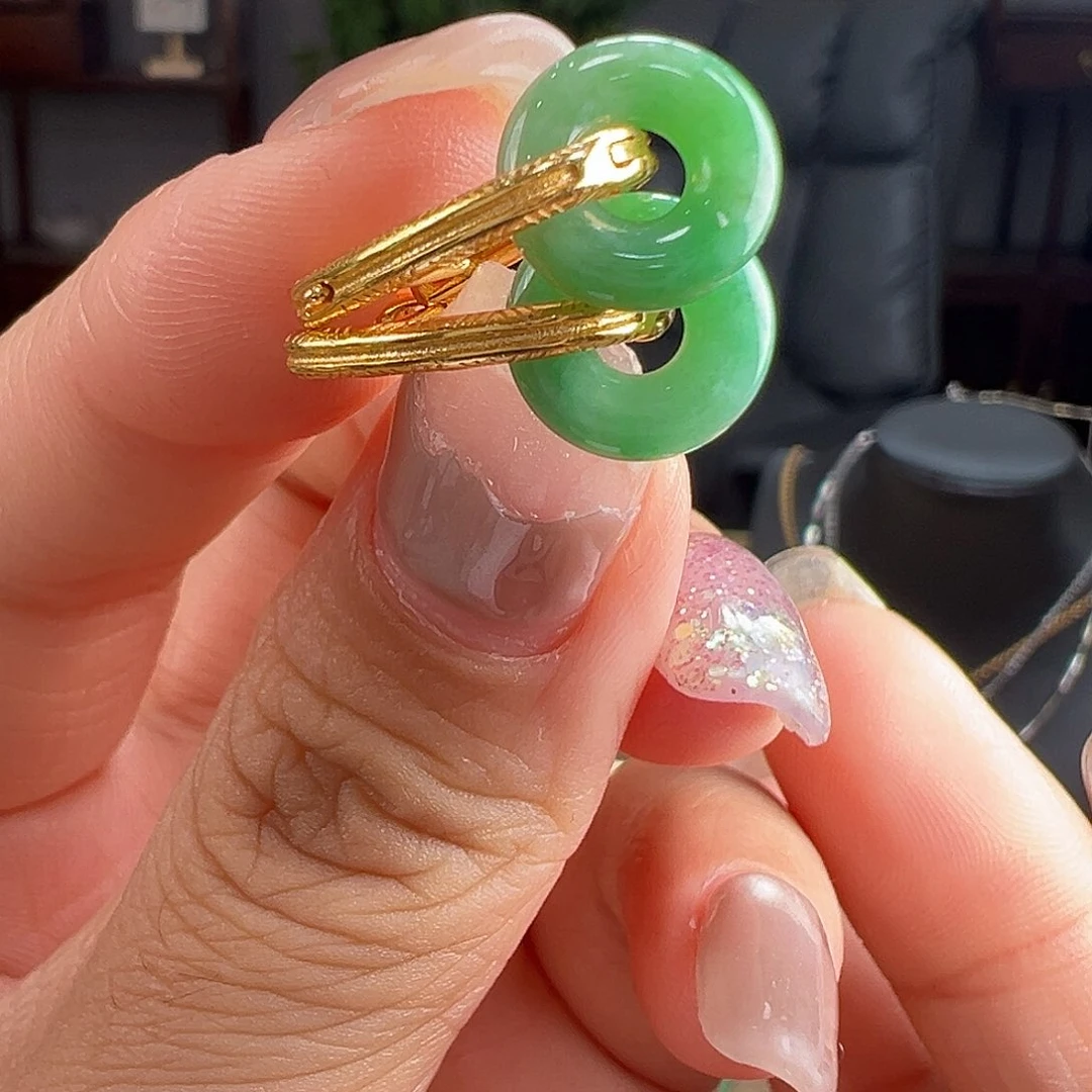 翡翠银S925镶嵌耳饰耳饰