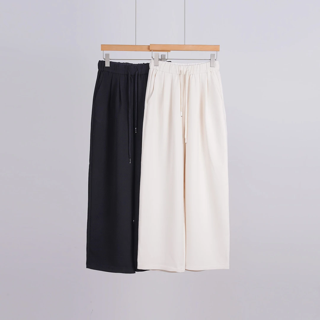 外贸品牌瑞士简约松紧腰抽绳女士休闲裤（252012）
