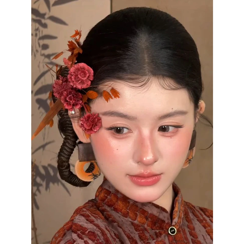 水舞U2323天然植物风车果干花花束真花家居新娘造型创意头饰配饰