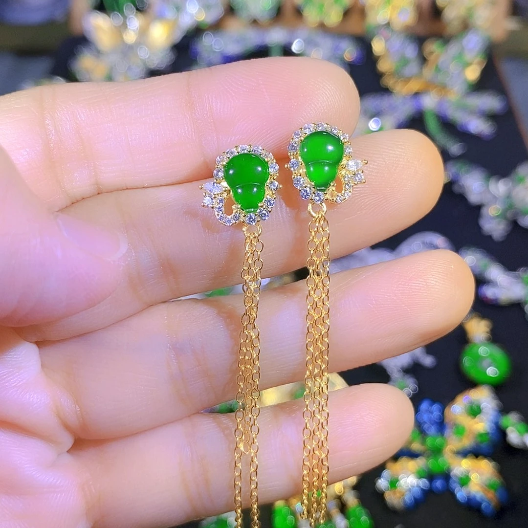 吊坠(不含链)银S925镶嵌翡翠