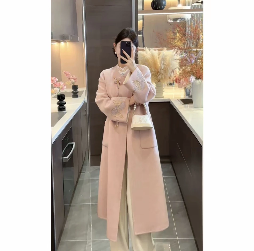 周粥铭顺-【人生四美】秋冬新款新中式重工刺绣羊毛大衣JJQ5DY6195