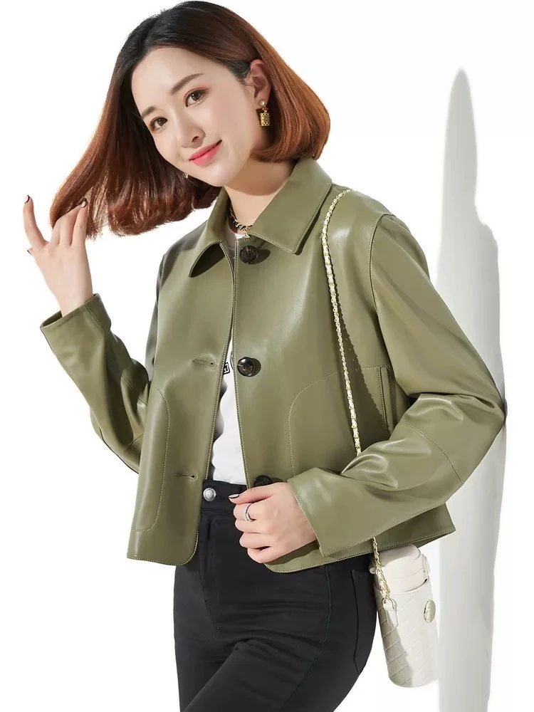 2025海宁真皮皮衣头层绵羊皮气质短款休闲时尚女外套百搭