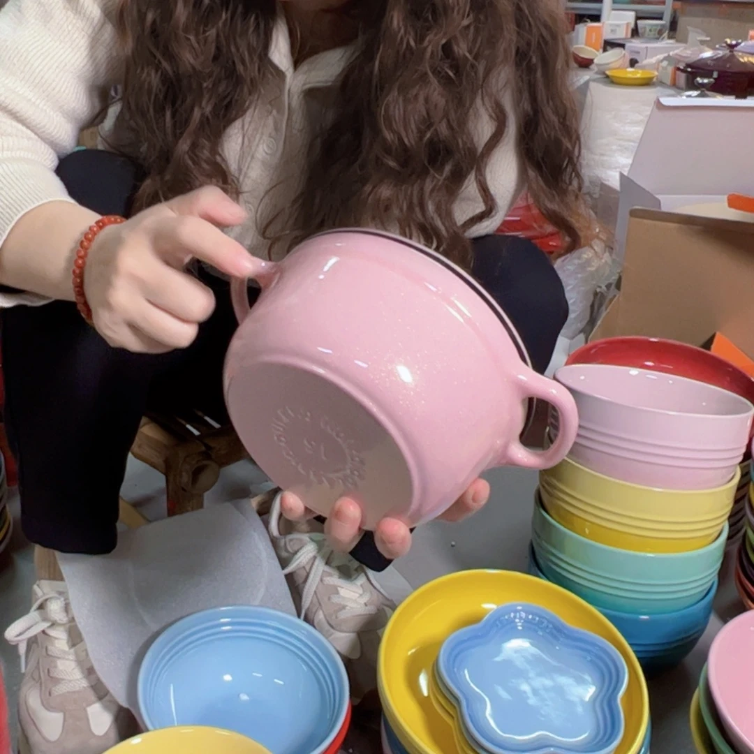 陶瓷15炫彩粉色小锅