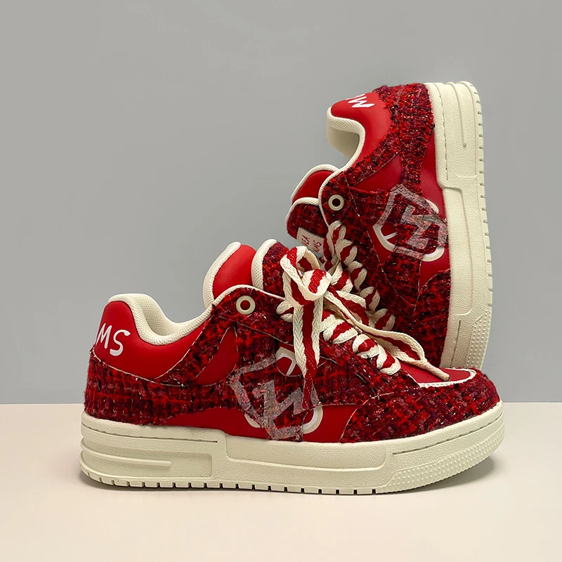 贺岁版/2025新年红板鞋男小众潮牌情侣鞋子秋冬休闲百搭厚底男鞋