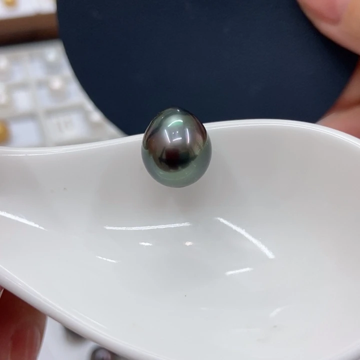 裸珠海水珍珠大溪地墨绿11-12