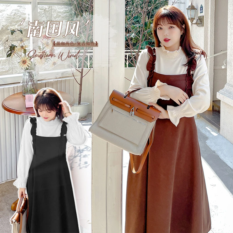 X233大码女装胖妹妹显瘦两件套甜美减龄连衣裙子长裙