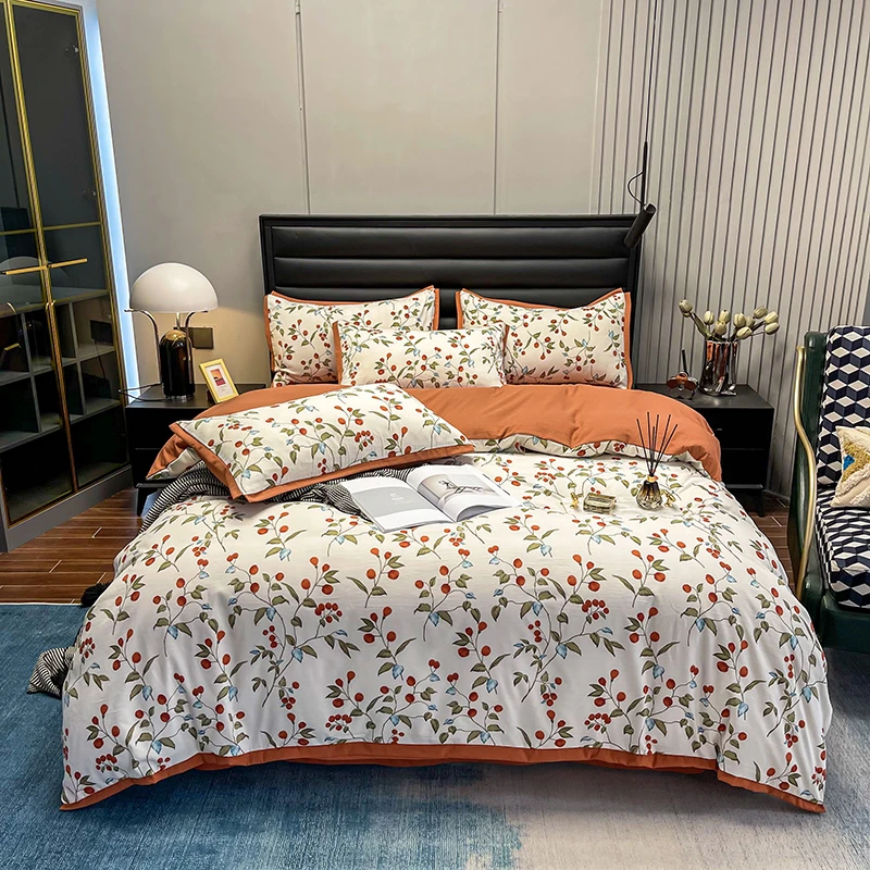 拉萨发货床上四件套加厚亲肤4件套斜纹印花套件床单被套简约款