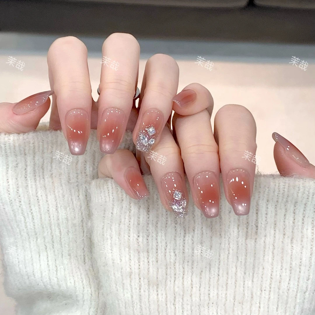 茉哉一珞【玫瑰弥雾】纯手工定制美甲拆卸穿戴甲A3565