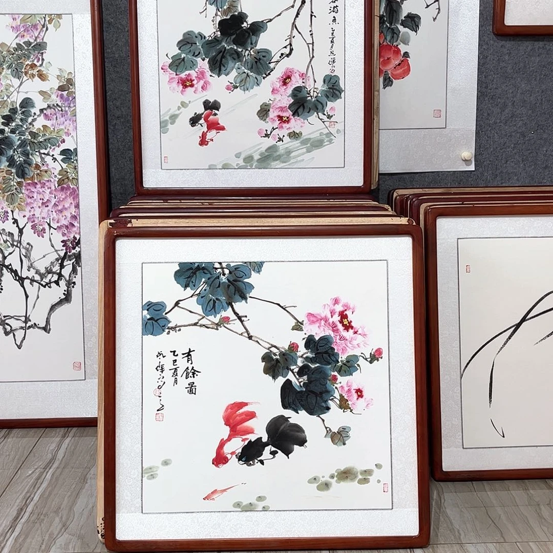 国画书画作品带框63×63