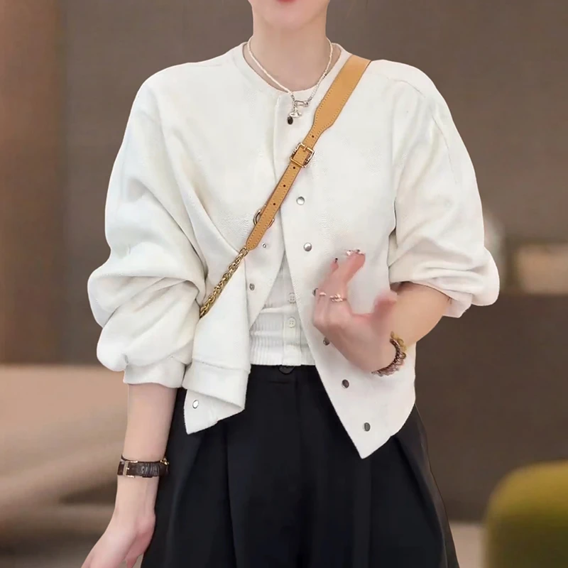 秋冬短外套百搭衬衫大码短袖女胖mm洋气遮肉衬衣显瘦减龄法式上衣