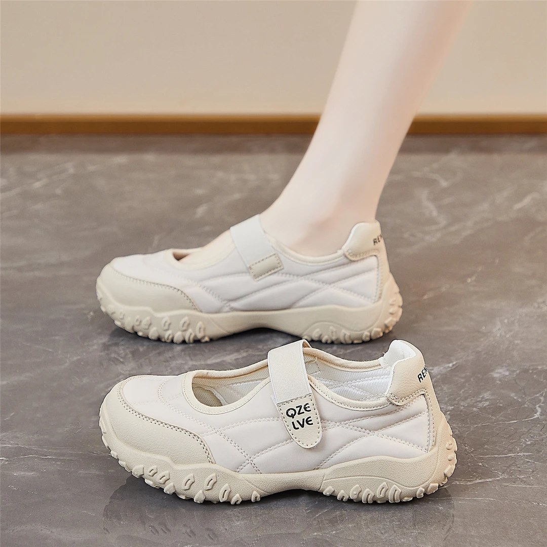 爆款魔术贴浅口透气休闲鞋女2025夏季轻便软底防滑运动鞋玛丽珍鞋