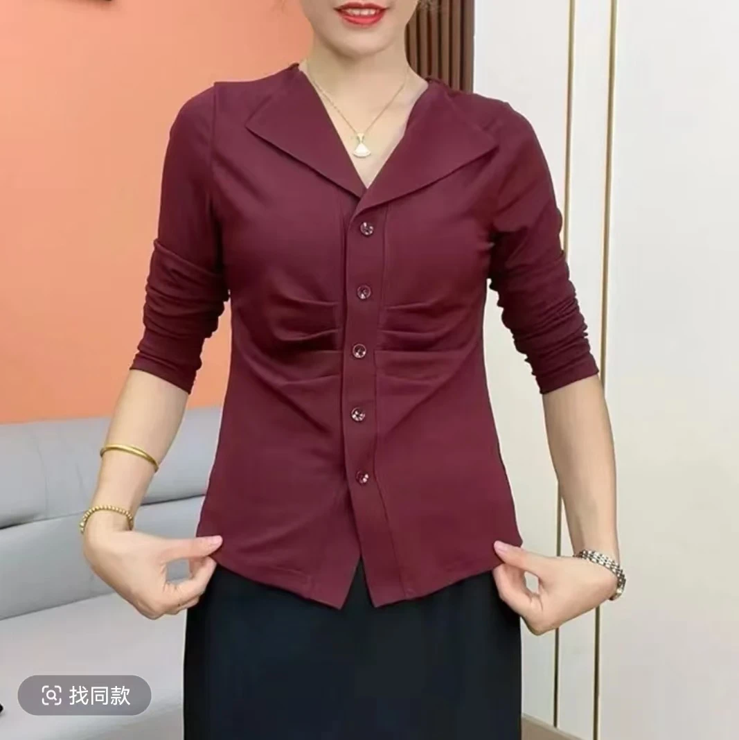 春秋新款长袖打底衫女时尚洋气气质百搭显瘦小衫736