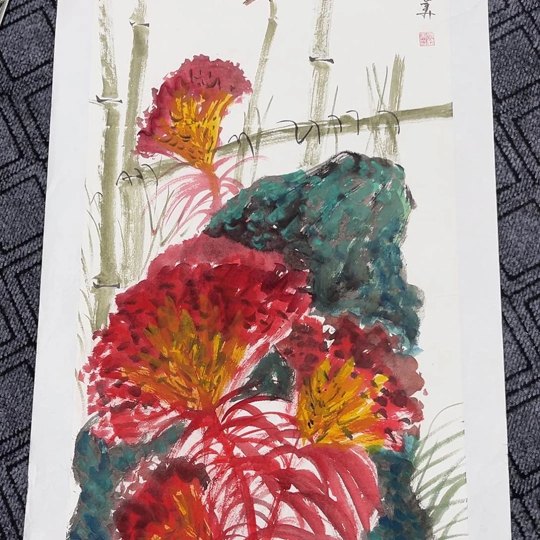 国画三尺花鸟作品