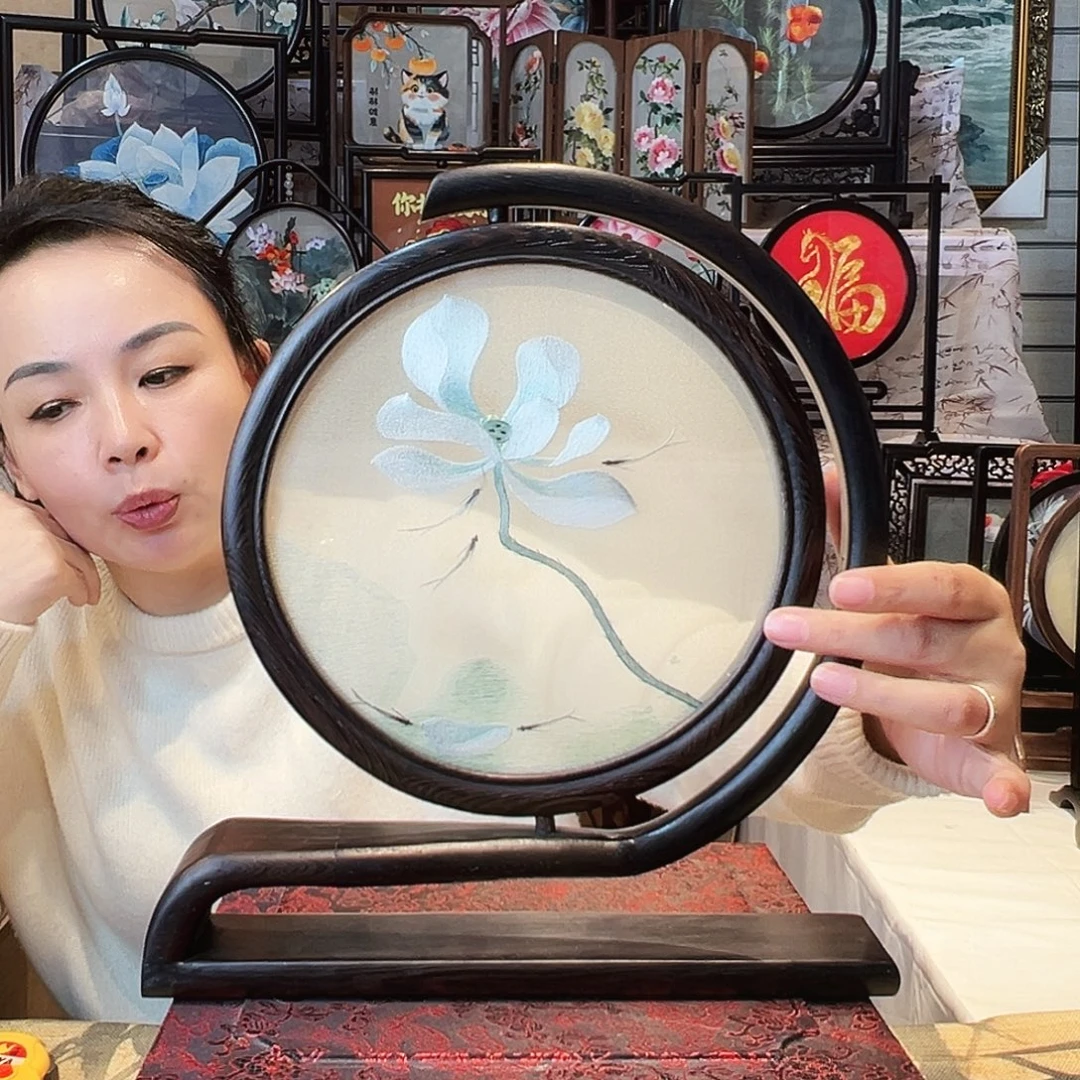 织绣苏绣摆台手工双面