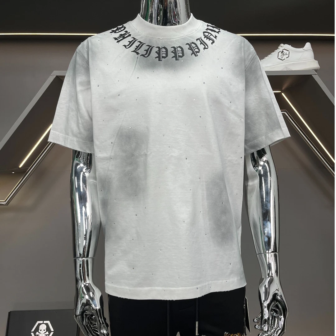 PHILIPP PINLIPP正品 25款烫钻扩版圆领半袖修身液氨匹马棉男士