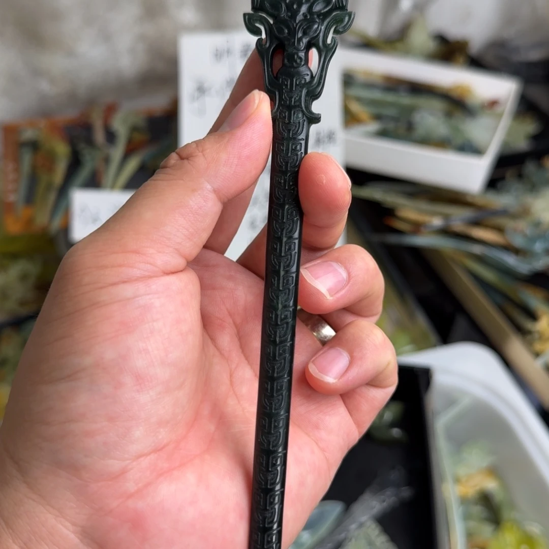 岫玉未镶嵌发饰明君玉簪就是好看