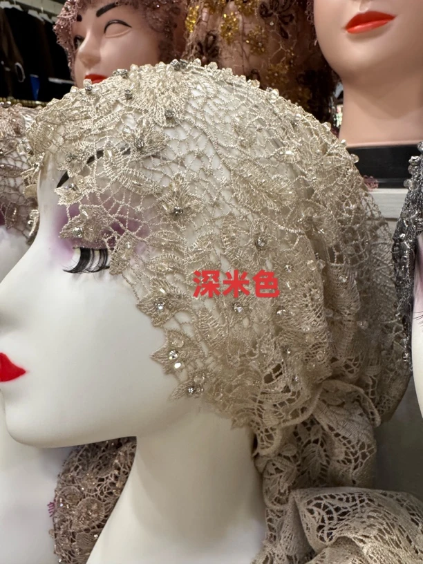 极简风民族风帽子编织流苏重工舞台蕾丝时尚米色气质走秀针织