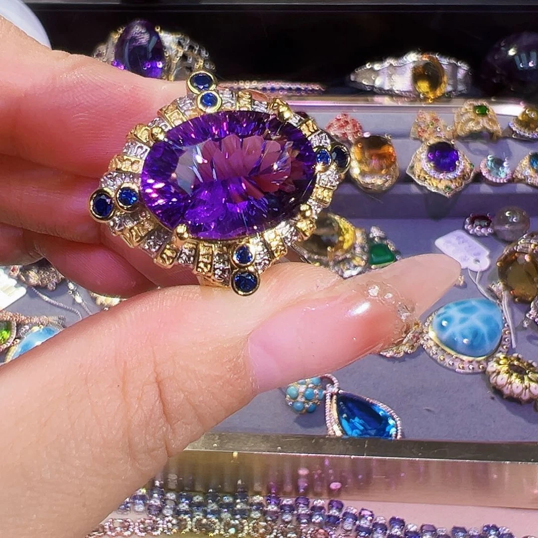 银S925镶嵌珠宝半成品紫晶