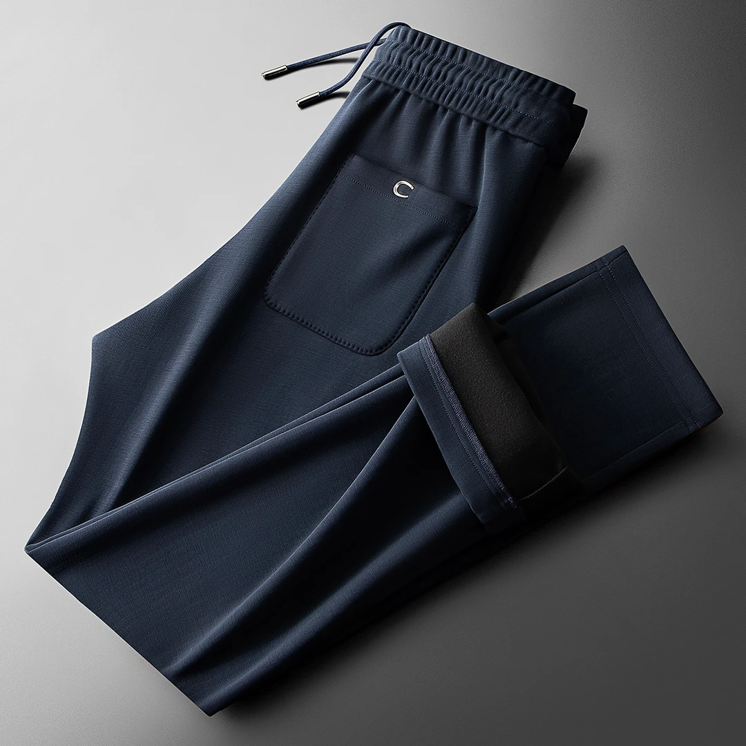 费比萨彻冬季柔软面膜裤百搭加绒加厚男士潮流直筒运动卫裤休闲裤