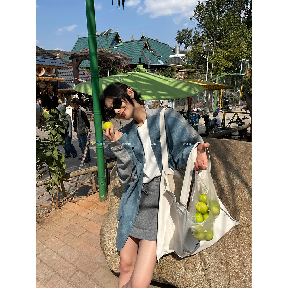 JCCC影子【另一种我】牛仔拼接卫衣设计感廓形西装外套JE4FSE25