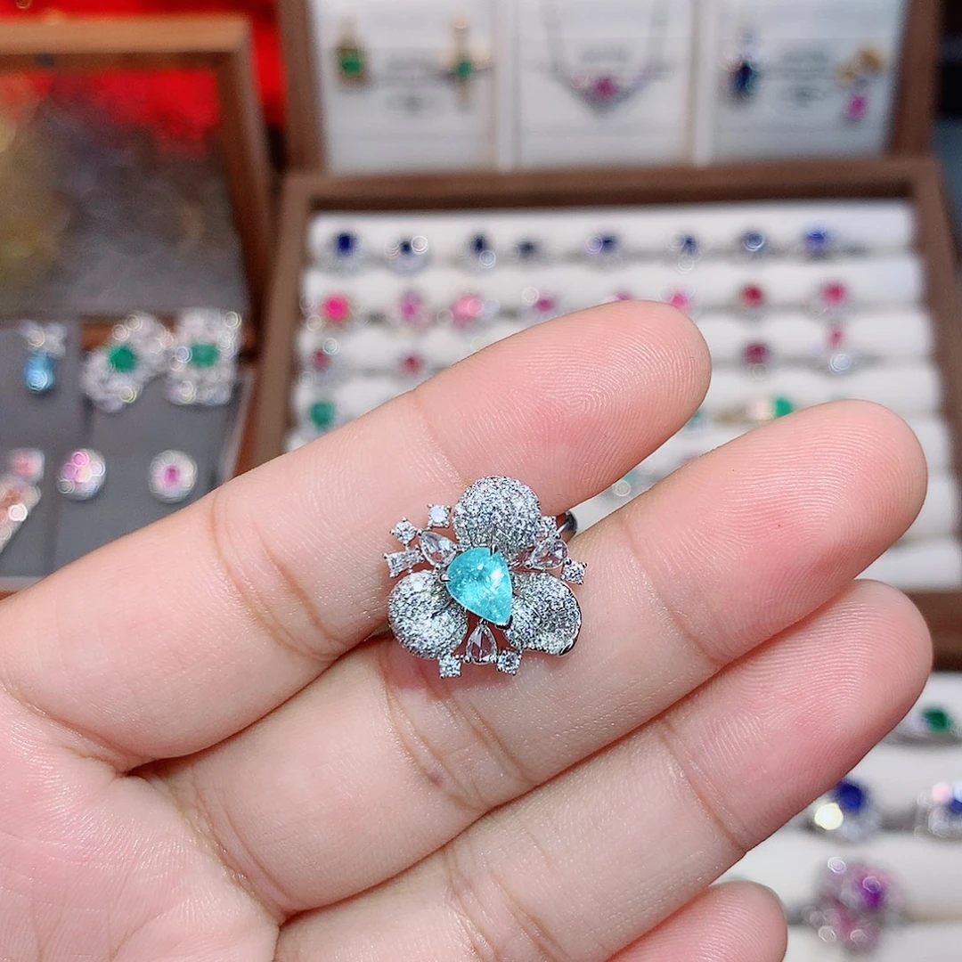 18K金镶嵌戒指帕拉依巴碧玺0.87ct/七天无理由