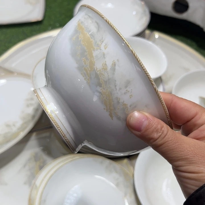 骨瓷海岸六寸面碗四个微瑕