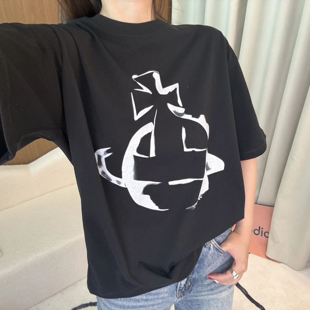 小众2025早春新款土星纯棉圆领短袖T恤时尚休闲百搭宽松潮流ins