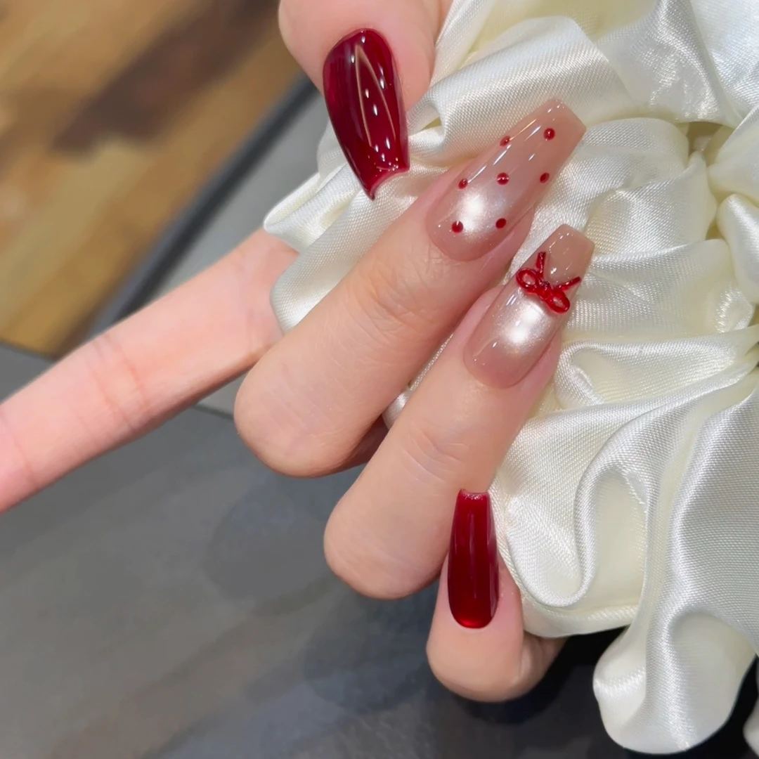 红太狼 纯手工定制穿戴甲美甲成品美甲贴片10片