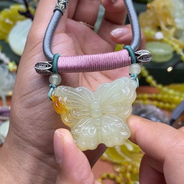 岫玉未镶嵌锁骨链毛衣链