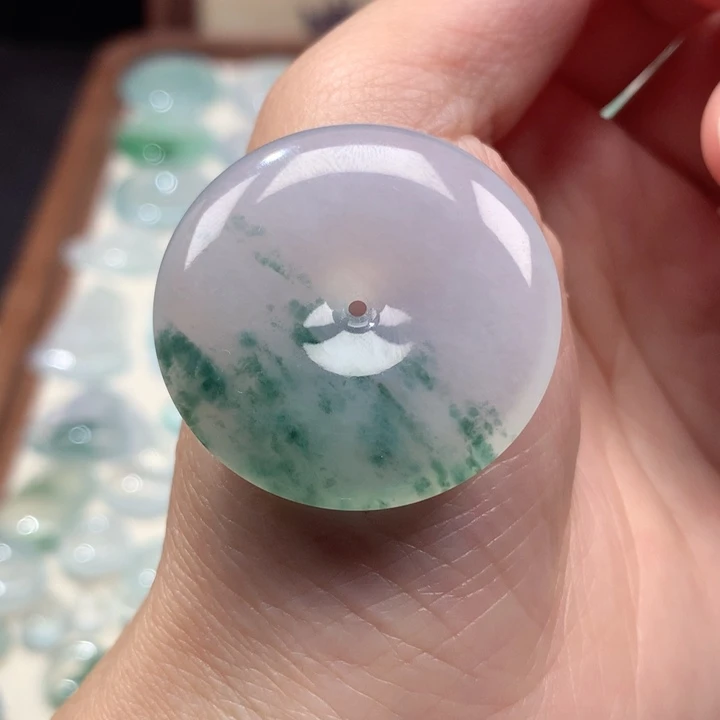 翡翠未镶嵌颈饰冰种飘花大平安扣