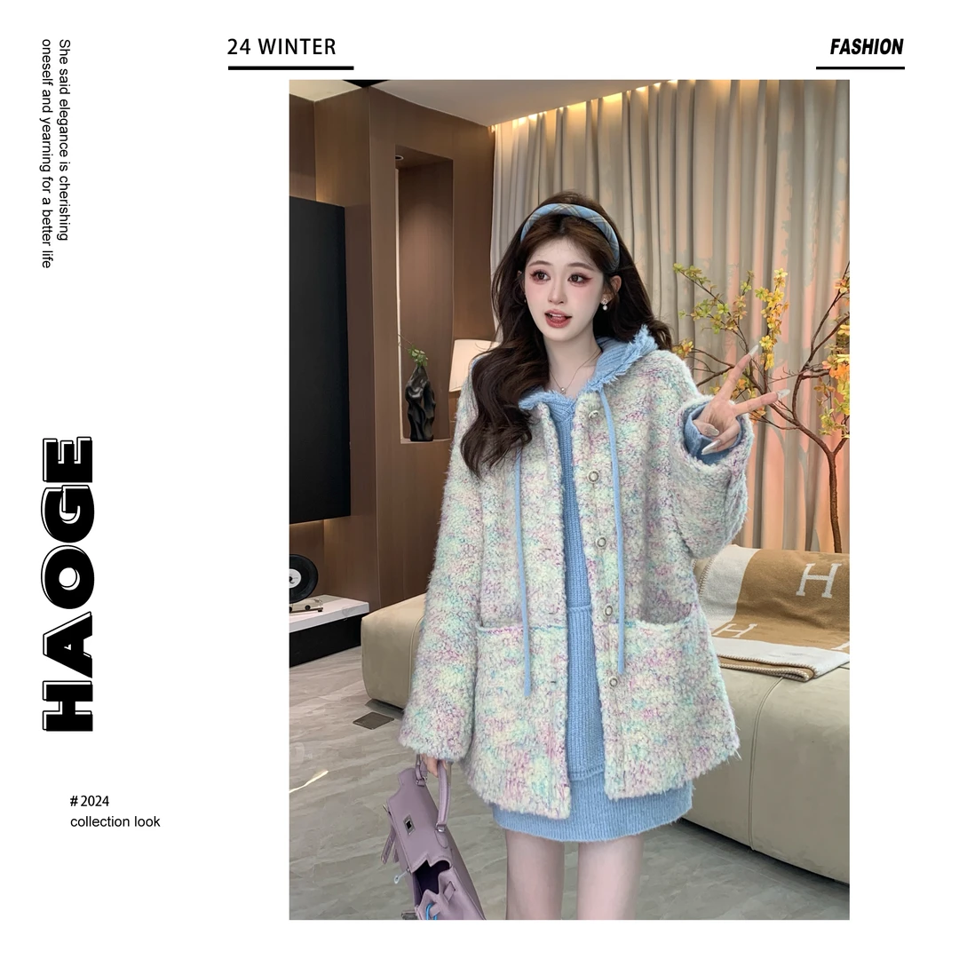 冰冰●挪威假期Q4WT2923A时尚加厚甜美秋冬网红减龄外套预