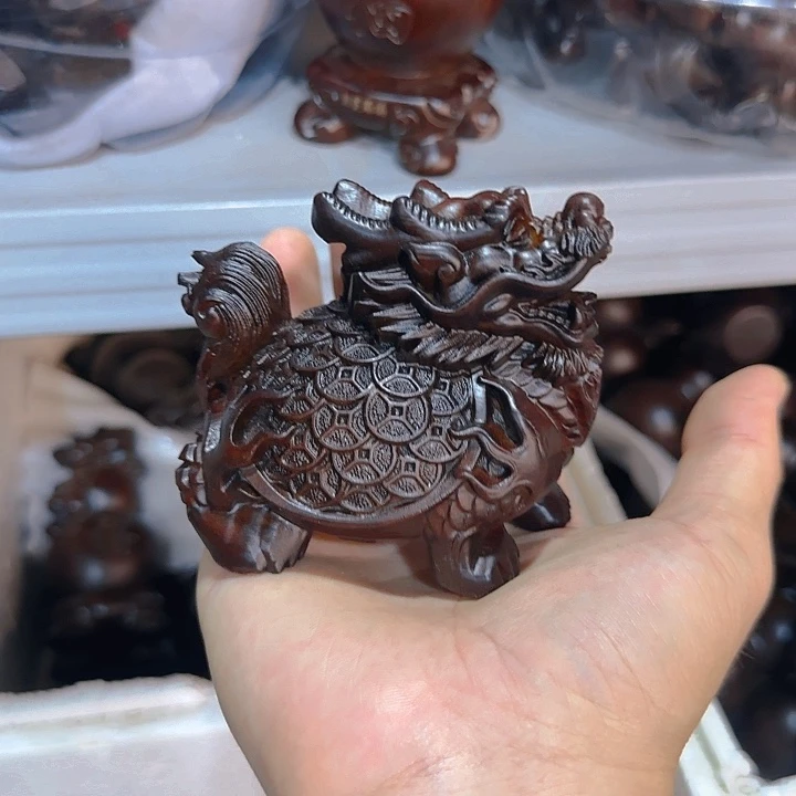 木黑檀木12金钱龙龟一只