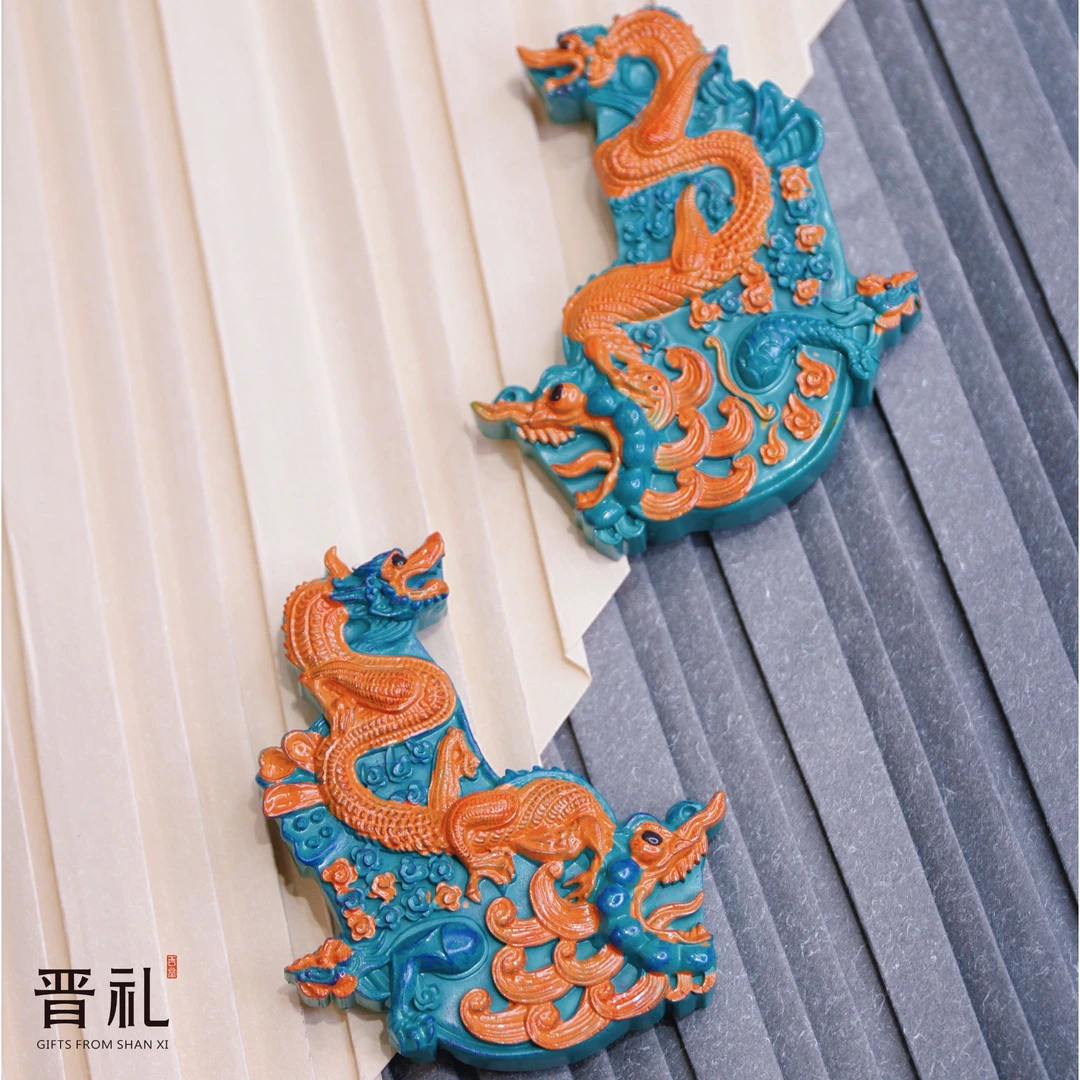 晋礼山西文创永安寺鸱吻对装树脂冰箱贴