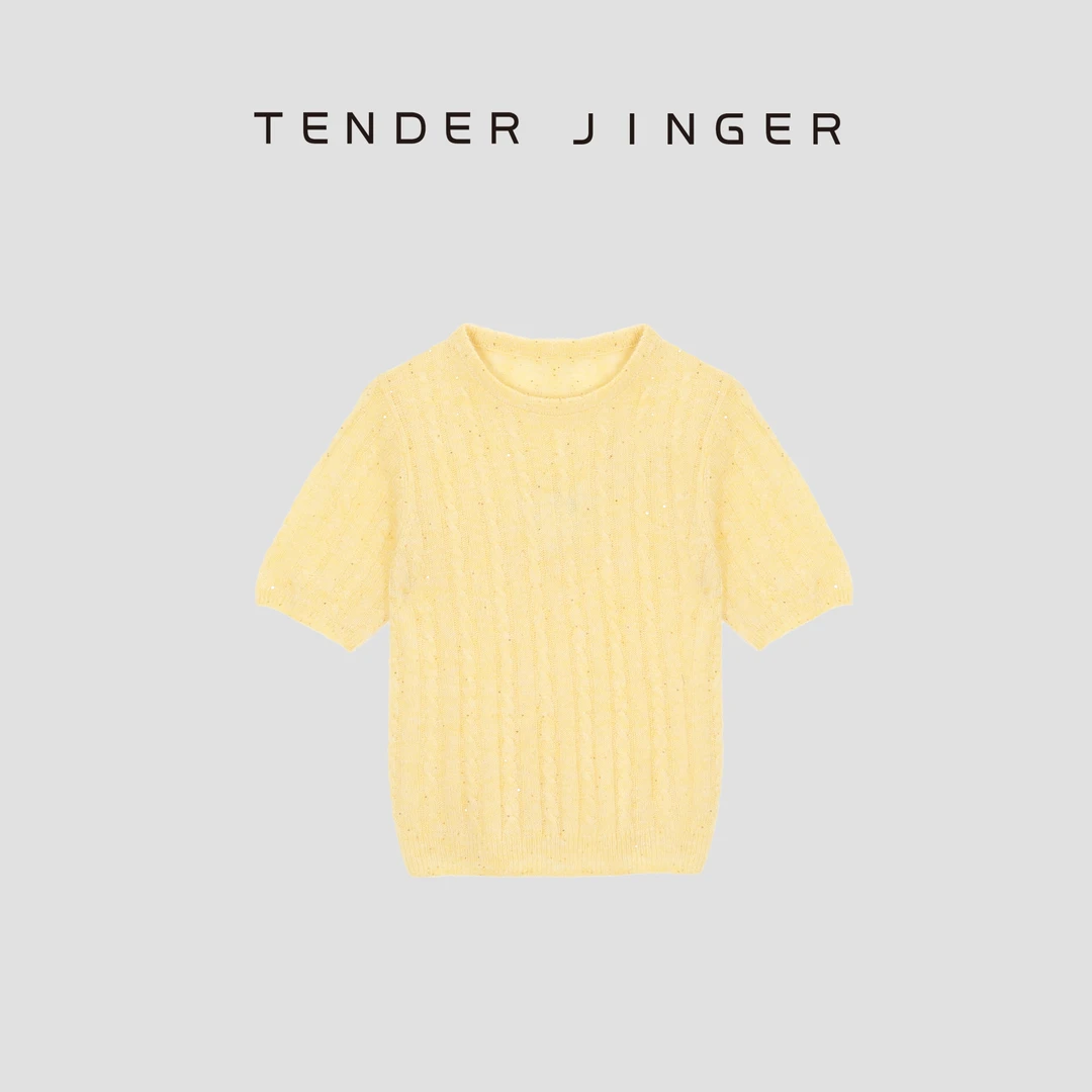 Tender Jinger圆领薄款针织气质短袖T53MII30706