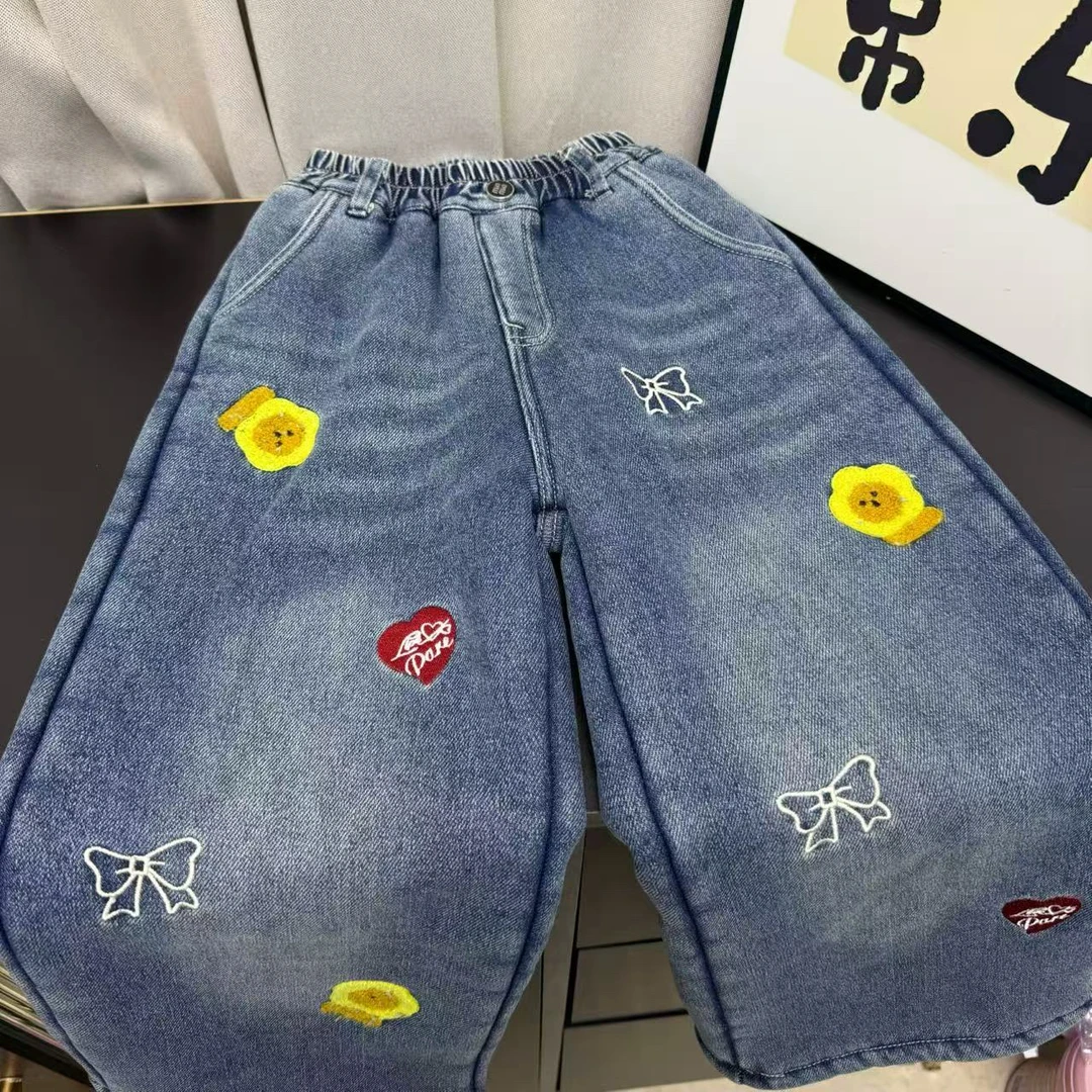 12 毛巾绣花糕糕绒牛仔裤