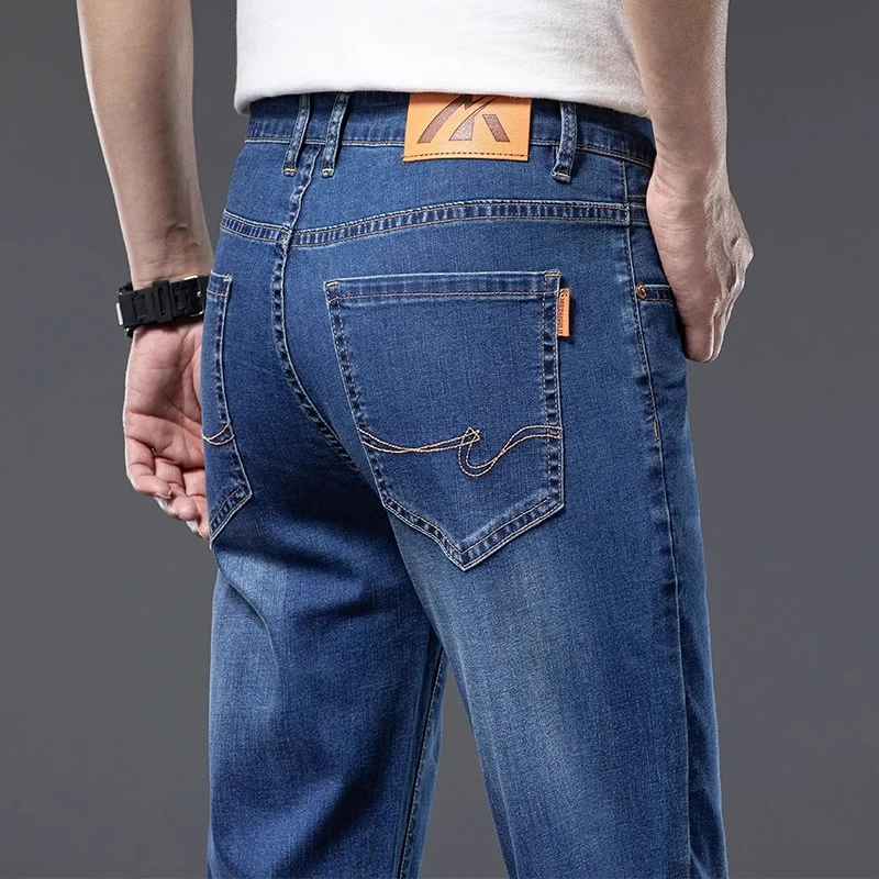 臣吾2025夏季新款棉弹休闲男裤宽松直筒舒适百搭轻奢商务牛仔长裤